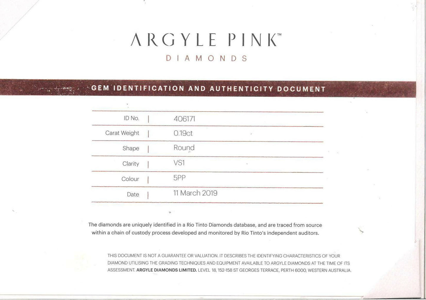 ROUND 5PP VS1 1=0.19ct